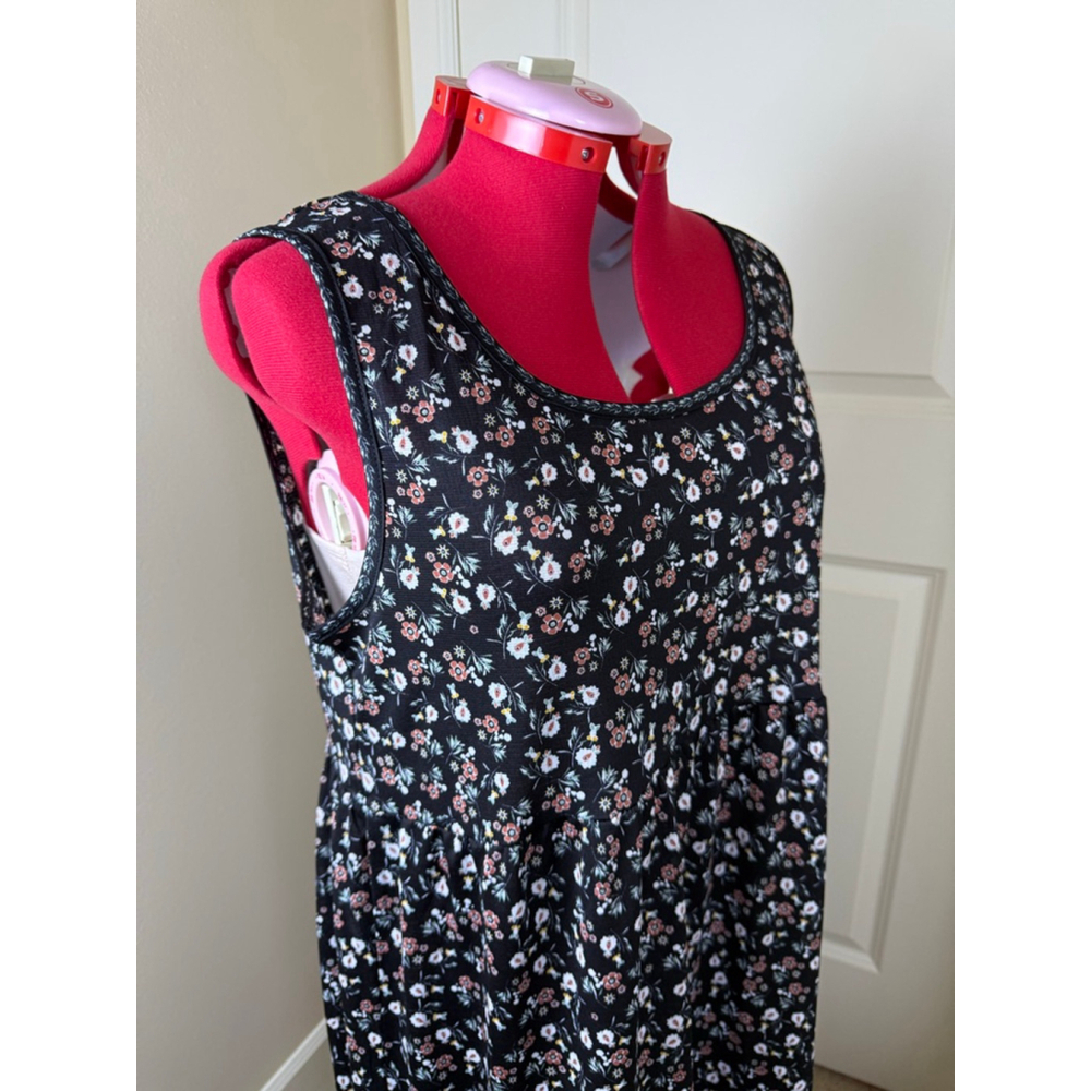 Women's Max Studio XL Black Floral Tiered Maxi Dress - Picture 3 of 11